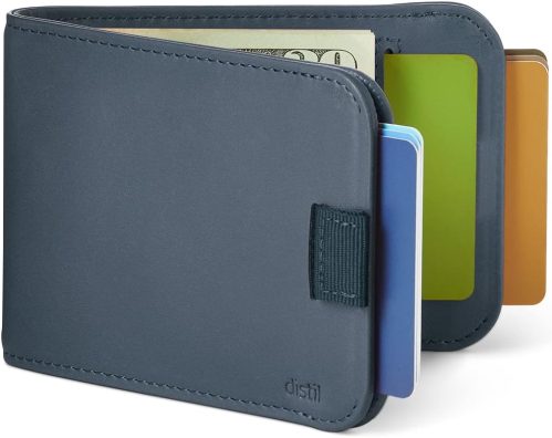 Distil Union Wally 5.0 with MagLock | Leather Bifold Wallet with Money Clip & MagLock | Slim, Minimalist Billfold (Navy, Version 5.0)